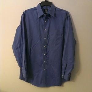 JOS A BANK BLUE DRESS SHIRT 17 1/2 x 36 COTTON